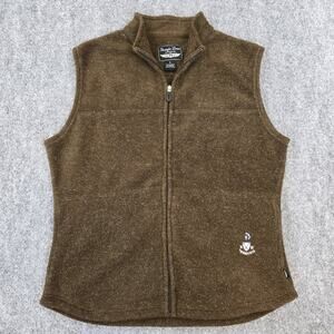 Straight Down Vest Womens XL Brown Fleece Shinnecock Golf 1891 Full Zip Pockets